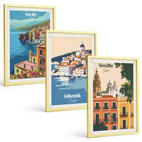 BILDER SET 3er Set - 40x60 cm Goldrahmen - Stadtlandschaften mit Gebäuden - Goldfarben, Kunststoff (40/60cm) - TULUP