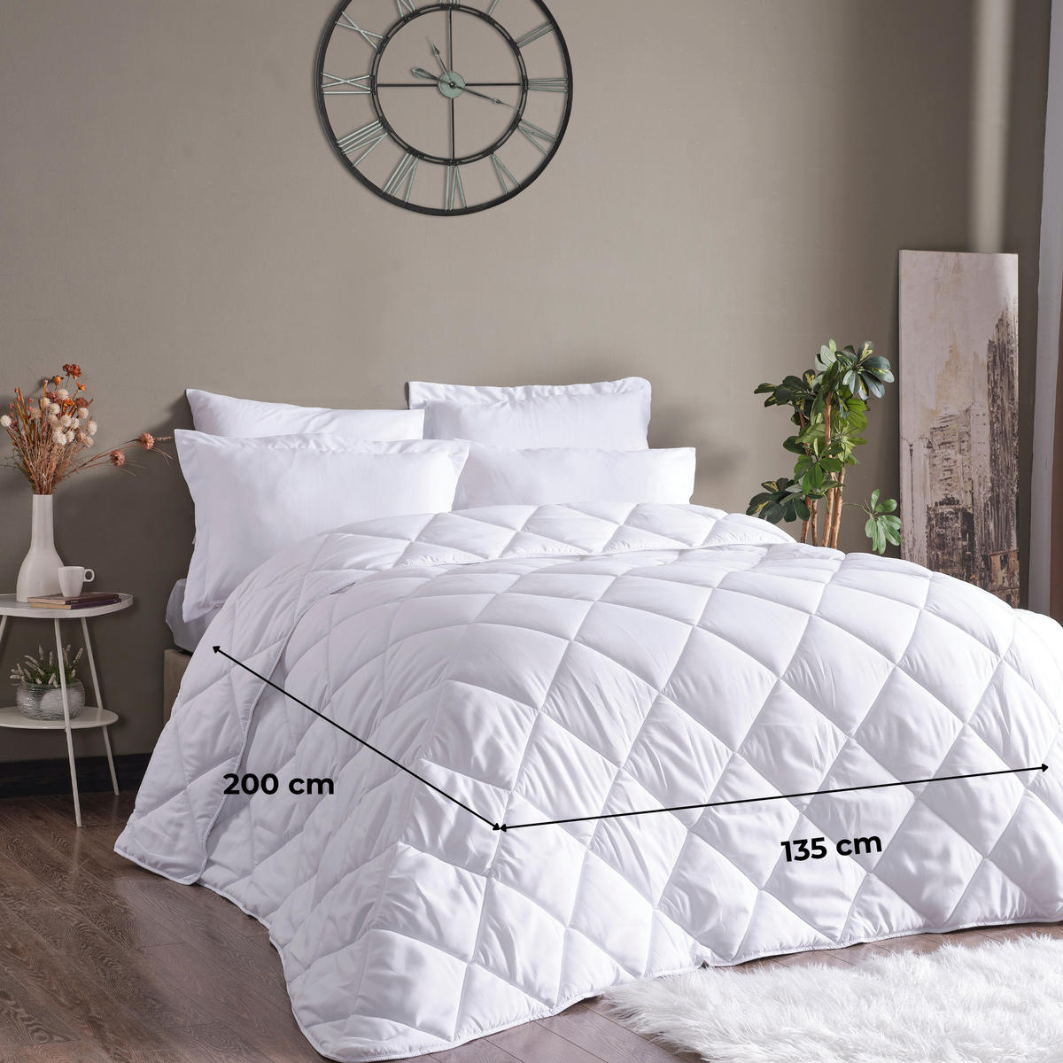 BETTDECKE 135x200 Ganzjahresdecke, 300 gsm Warme Bettdecke - Weiß, Textil (135/200cm) - Gowoll