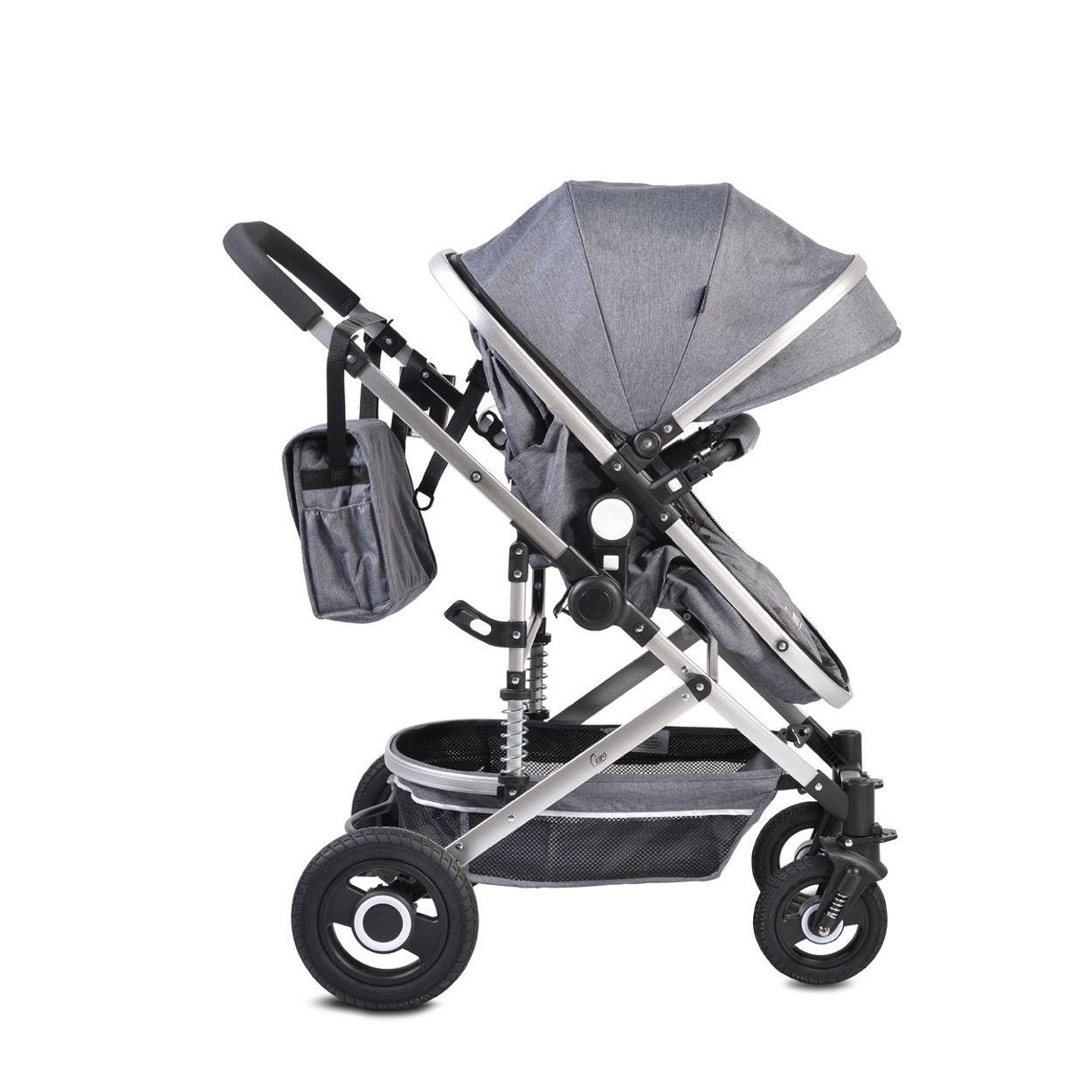 KINDERWAGEN Ciara grau Tragetasche Sportsitz Wickeltasche faltbar Sitz umkehrbar - Grau, Metall (94/63/103cm) - Moni