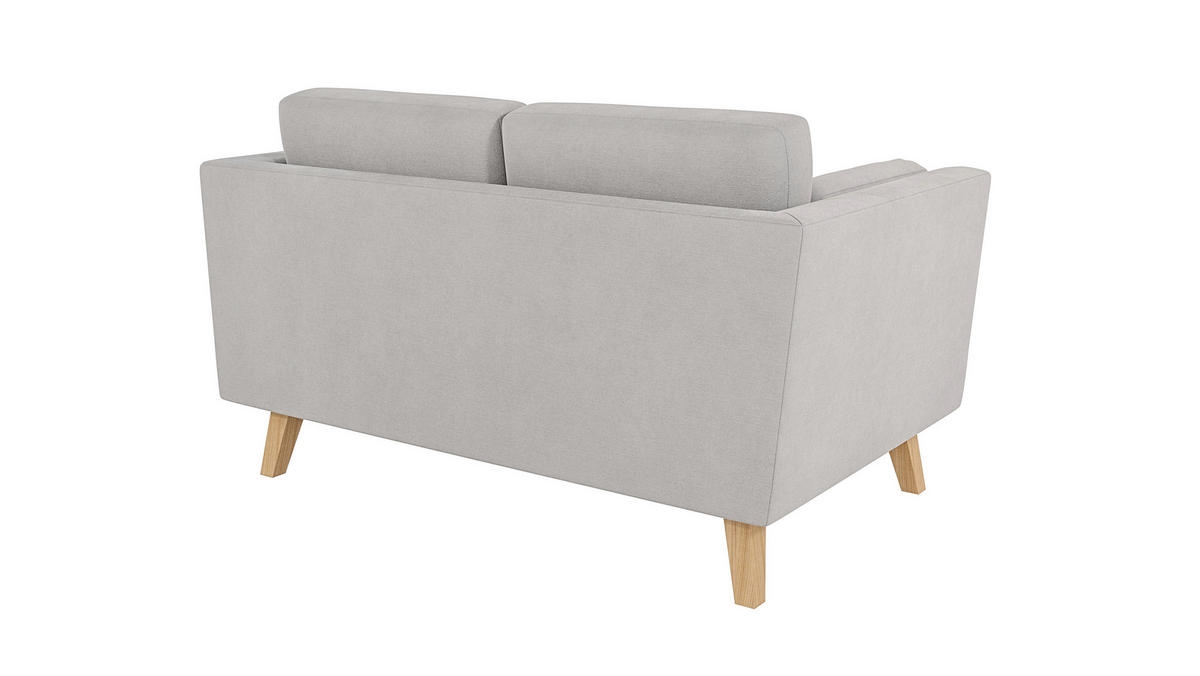 2-SITZER-SOFA Mario Silber Microfaser - Hellbraun/Silberfarben, Holz/Buchenholz (152/90/89cm) - S-Style Möbel
