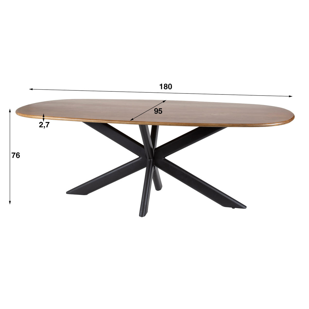 ESSTISCH Cliff Beige 95/180/76 cm - Braun, Holz (95/180/76cm) - Hoyz Collection