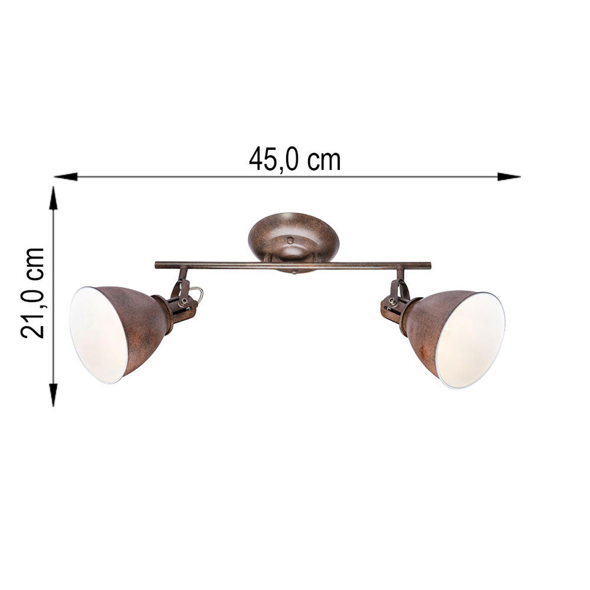 DECKENLEUCHTE Metall Rostfarben Braun - Braun, Metall (45/15/21cm) - Globo Lighting