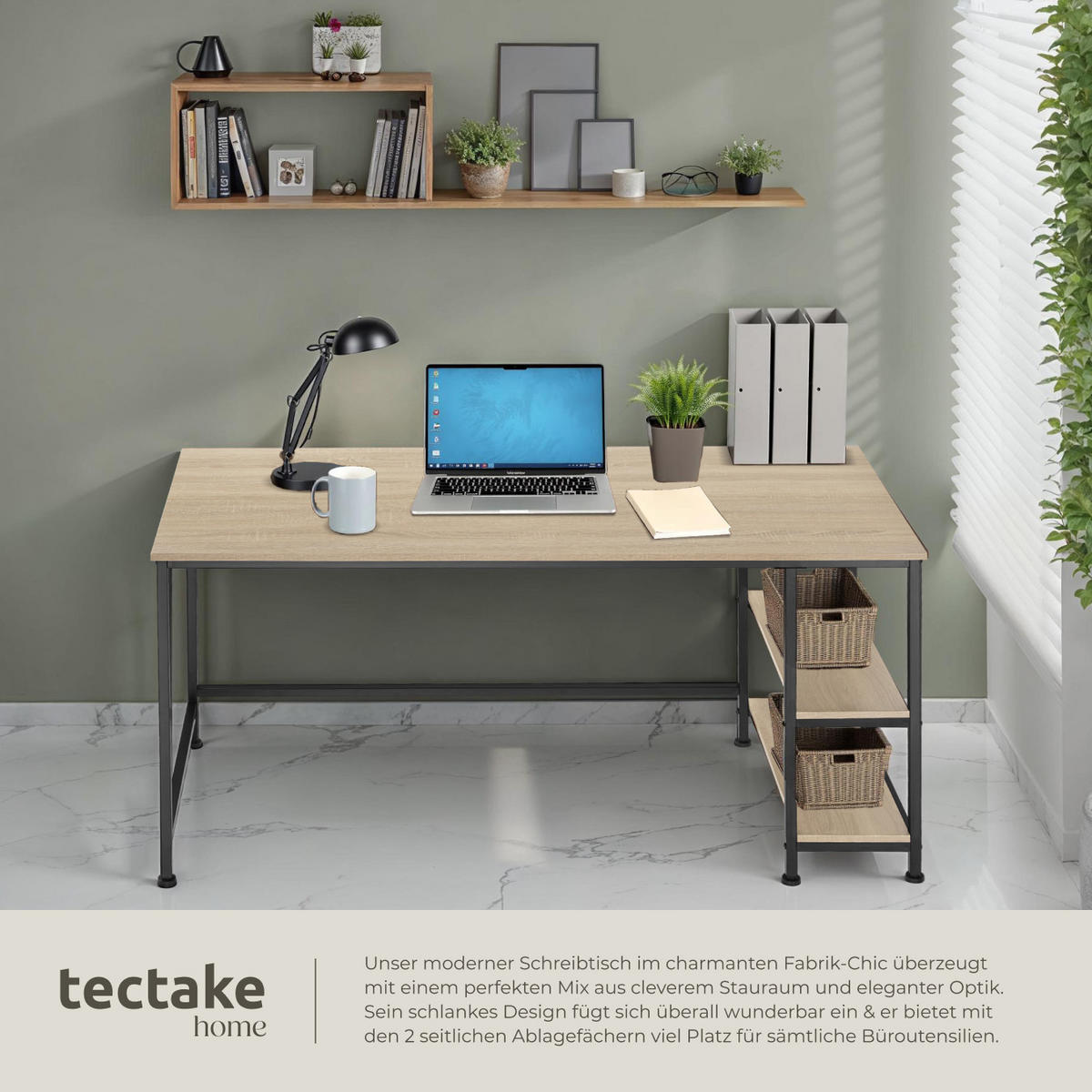 COMPUTERTISCH Canton,120 x 60 x 75,5 cm,Industrial Holz hell, Eiche Sonoma - Naturfarben, Holzwerkstoff (120/60/75.5cm) - tectake