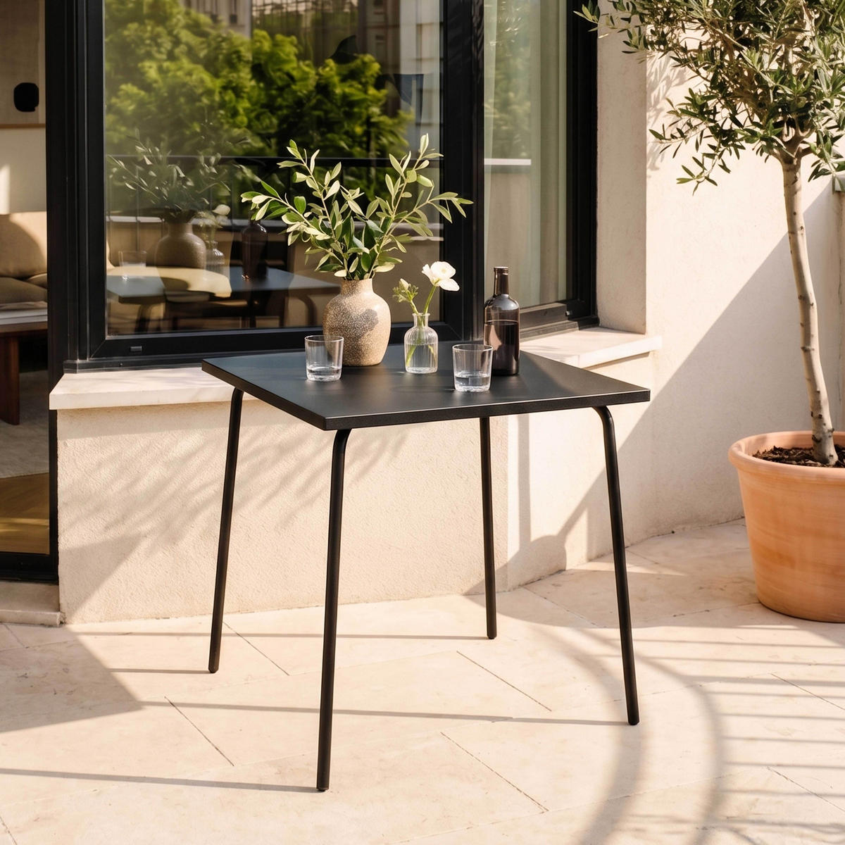 GARTENTISCH , Grau - Grau, Metall (70/70/72cm) - Oviala