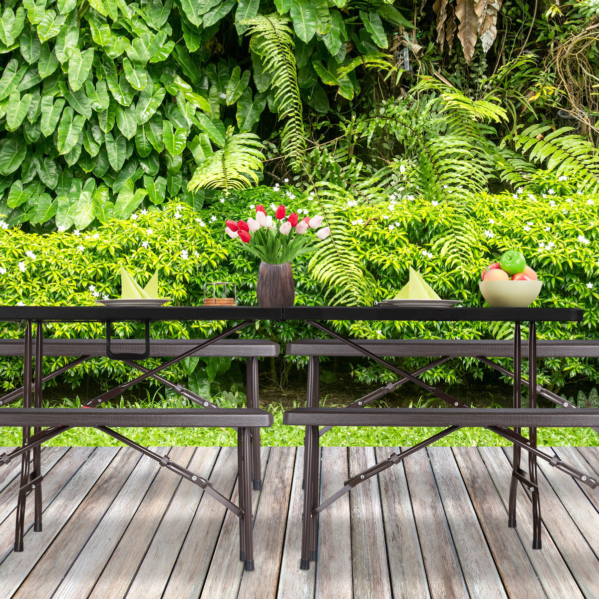 BIERBANK-SET - Dunkelbraun, Kunststoff/Metall - Relaxdays