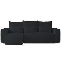 ECKSOFA Travis mit Bettkasten und Schlaffunktion, L-Form, Boucle, Universal - Schwarz, Holzwerkstoff (248/148cm) - 4ALL HOME