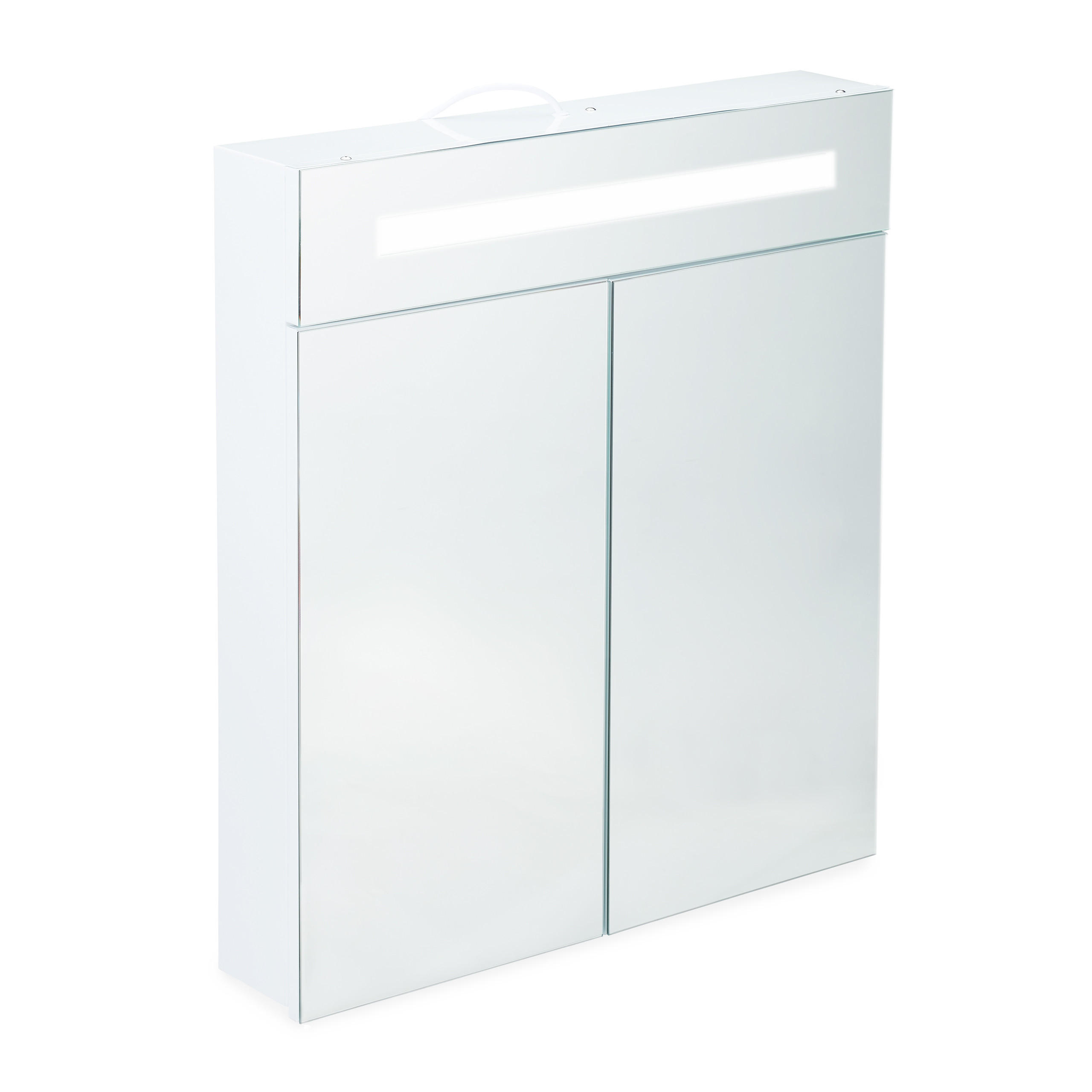 SPEGELSKÅP Vit LED 2 dörrar eluttag Transparent 67/60/12 cm