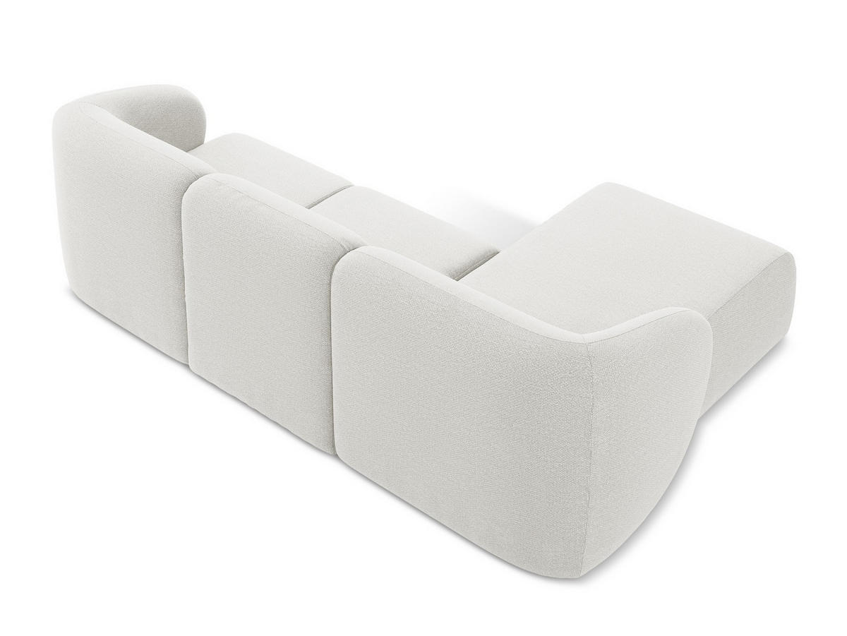 ECKSOFA Links Bouclé Stoff Weiß - Schwarz/Weiß, Holzwerkstoff/Kunststoff (248/166cm) - Makamii
