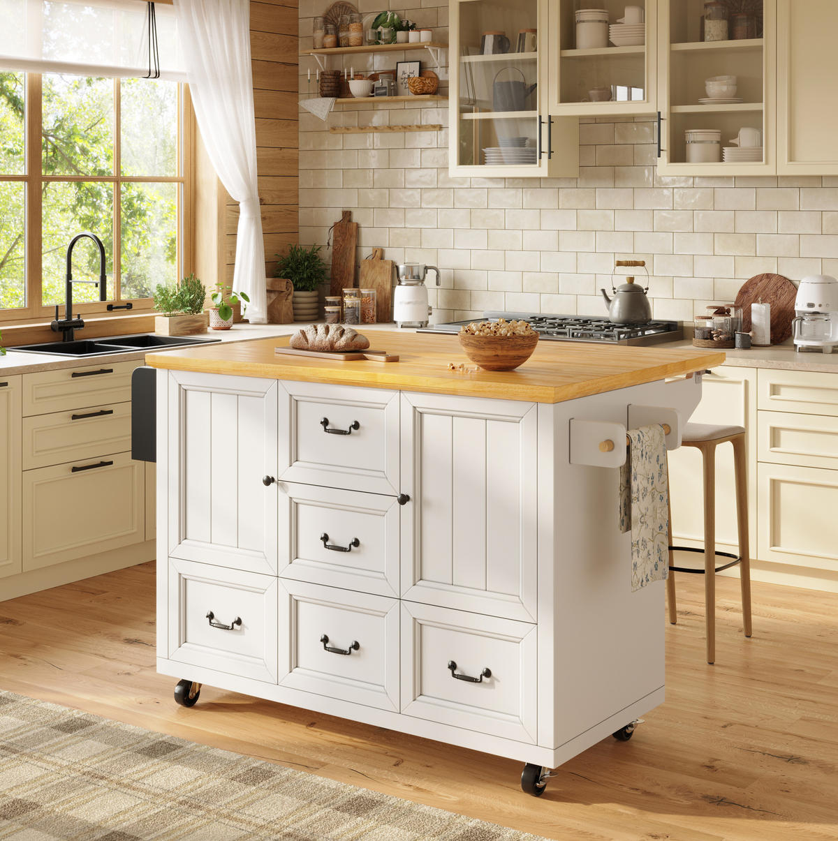 KÜCHENINSEL klappbar 120 x 73 x 92,5 cm Weiß MDF/Metall - Weiß, Metall (45/93/120cm) - Beauniv