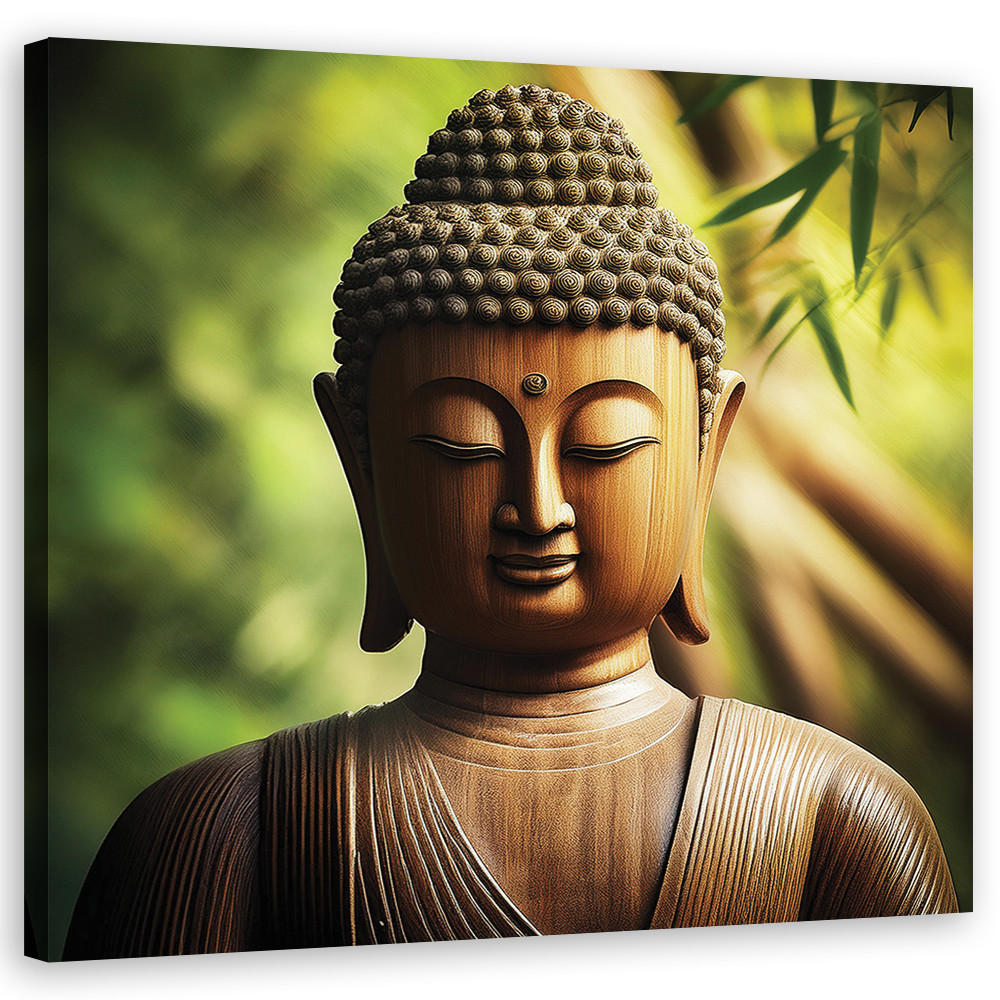 WANDBILD buddha zen statue - Grün, Textil (50/50cm) - Feeby