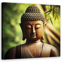 WANDBILD buddha zen statue - Grün, Textil (50/50cm) - Feeby