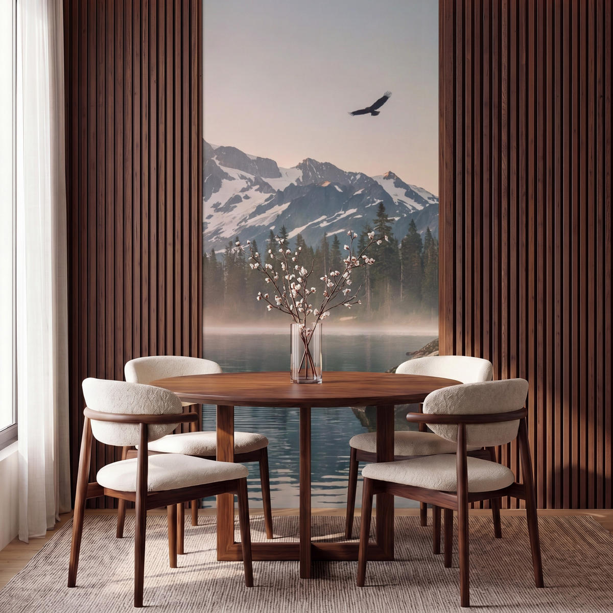 TAPETE - Berge - Wasser - Bäume - 140x260 cm - Multicolor, Papier (140/260cm) - OnlyWow