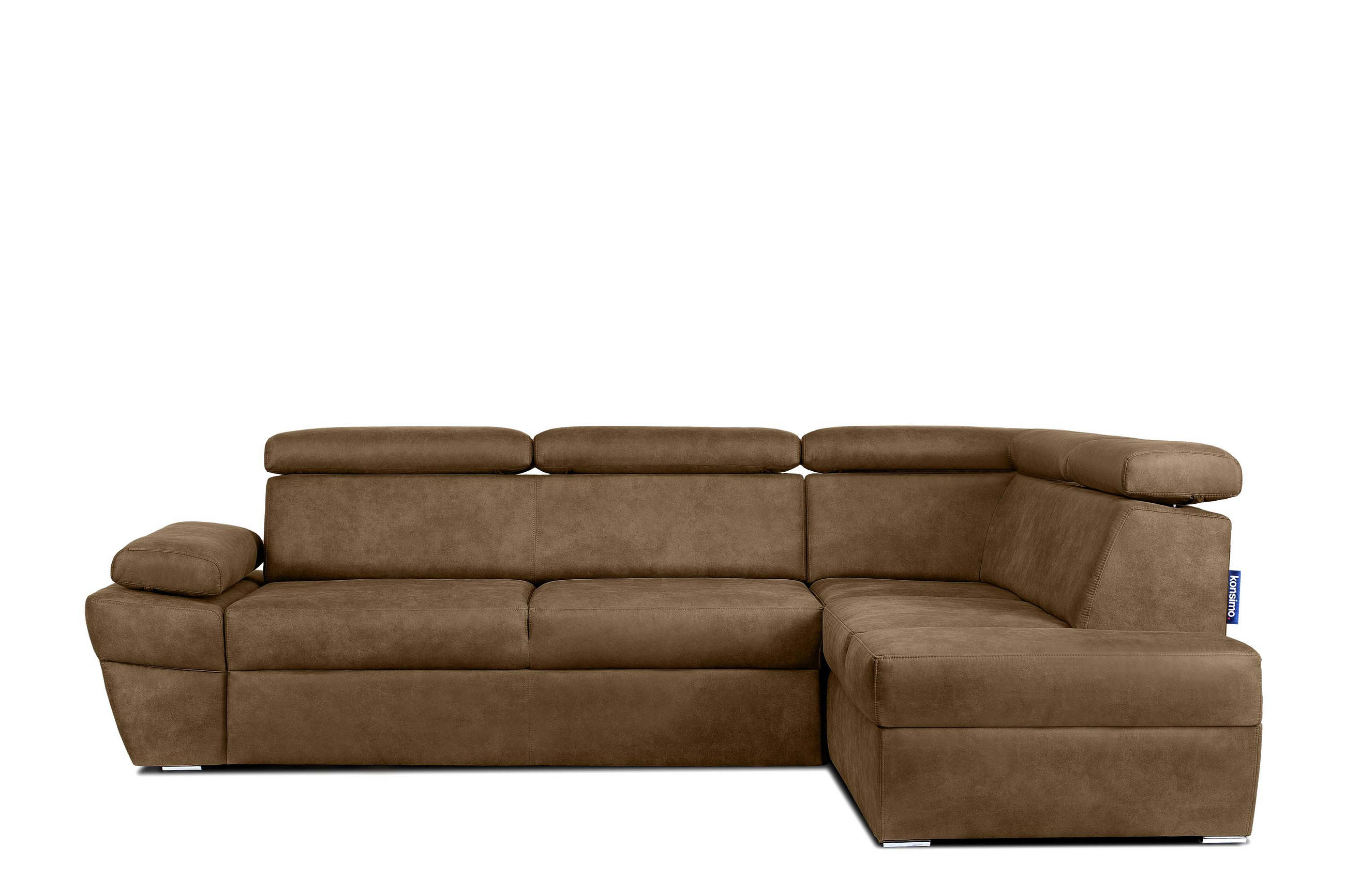SCHLAFECKSOFA RATLO rechts 4/5-Sitzer mit Bettkasten in Lederoptik, braun - Silberfarben/Braun, Textil (270/190cm) - KONSIMO®