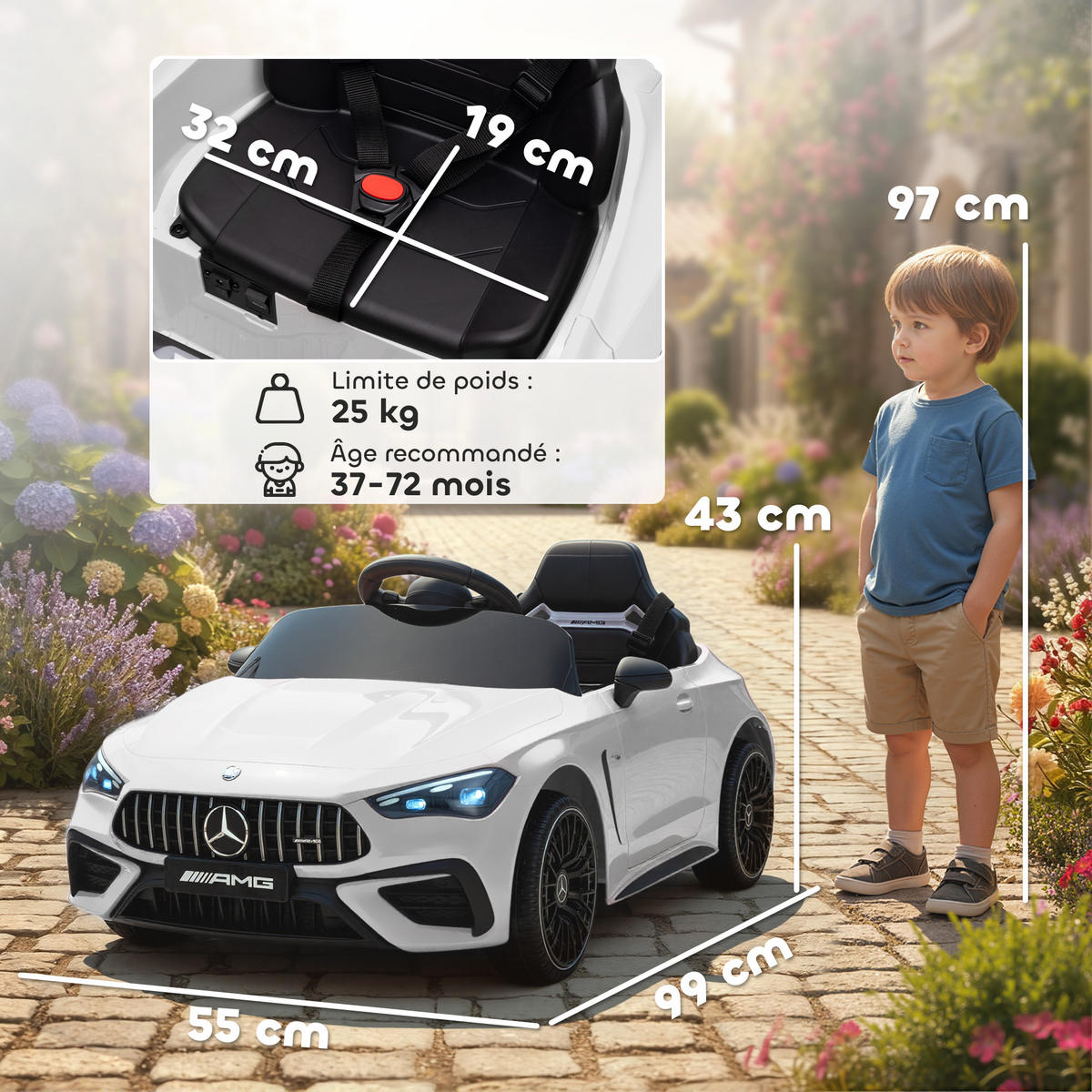 ELEKTRO-KINDERAUTO DE-13089 2,4G Fernbedienung Weiß - Weiß, Kunststoff (99/55/43cm) - ComfortXL