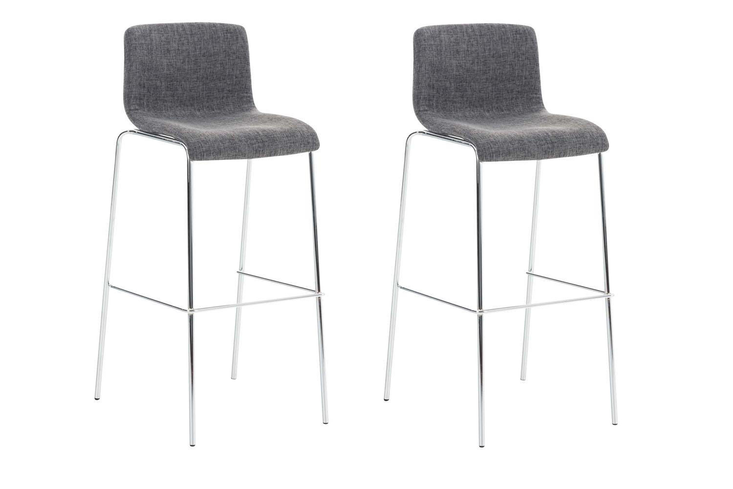 BARHOCKER 2er Set Stoff hellgrau - Chromfarben/Hellgrau, Textil/Metall (43/100/48cm) - CLP