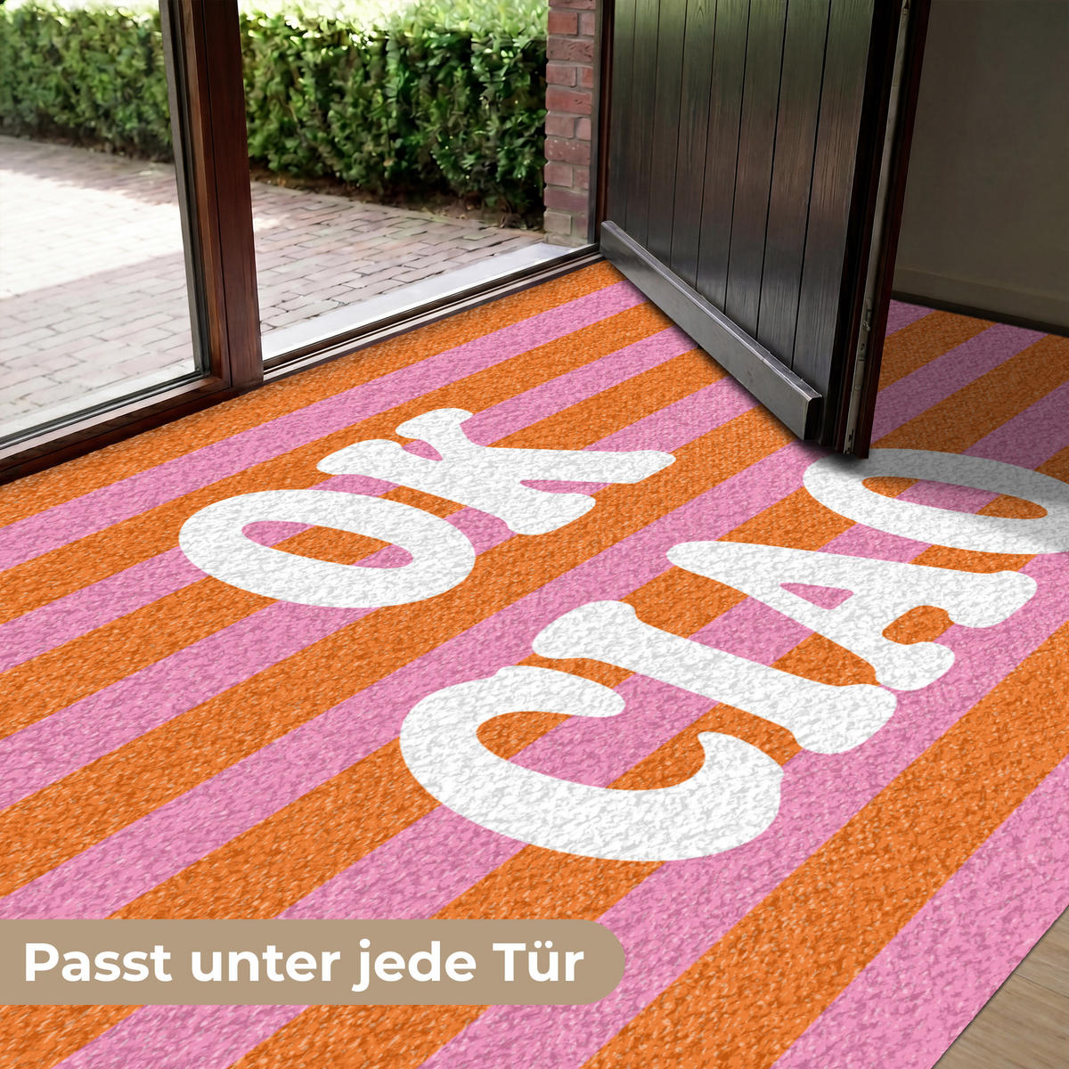 ROHOŽKA Ciao - Citát - Pruhy 180x120 cm - oranžová, plast (180/120cm) - MuchoWow