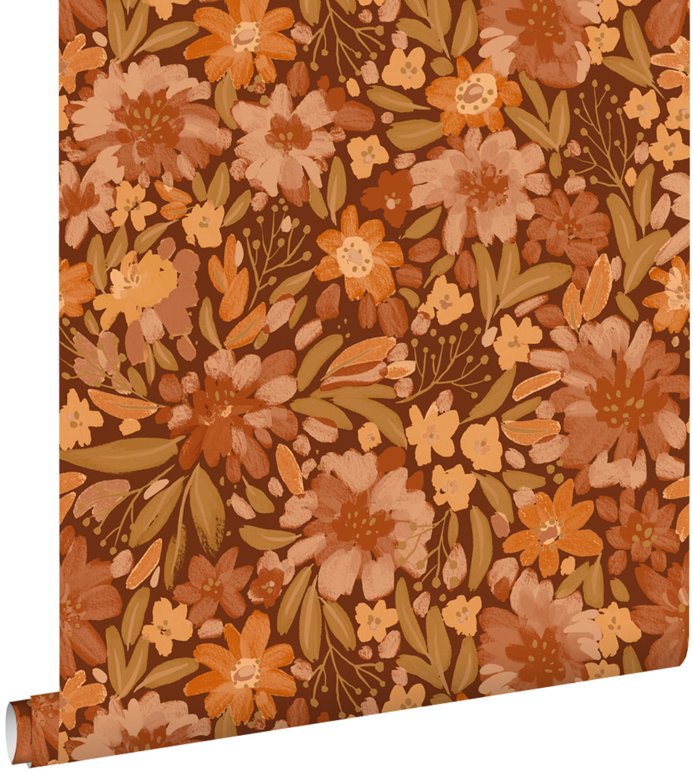 TAPETE Blumen 50 x 900 cm - Terracotta, Papier (50/900cm) - ESTAhome