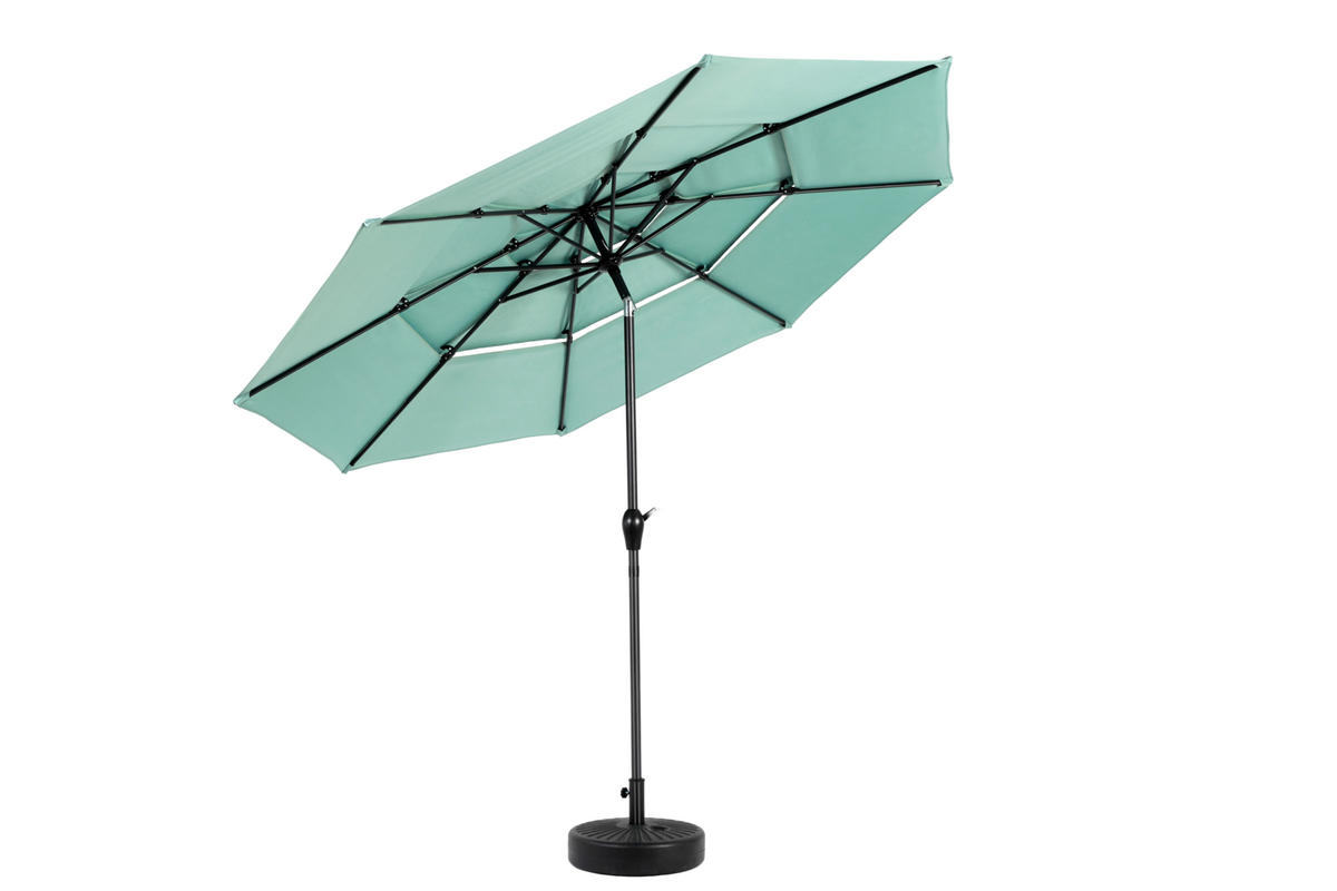SONNENSCHIRM aus Stahl 294x294x250 cm in Hellgrün mit Kurbel & Neigefunktion - Hellgrün, Metall (294/294cm) - Modfu