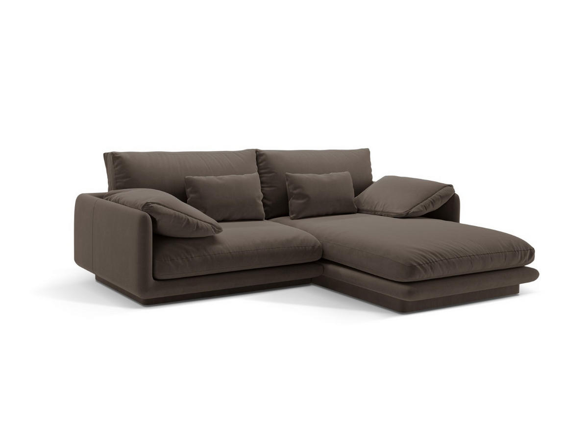 ECKSOFA rechts Torino aus Samt ebenholz 3 Sitzplätze - Graubraun, Textil (170/220cm) - Micadoni