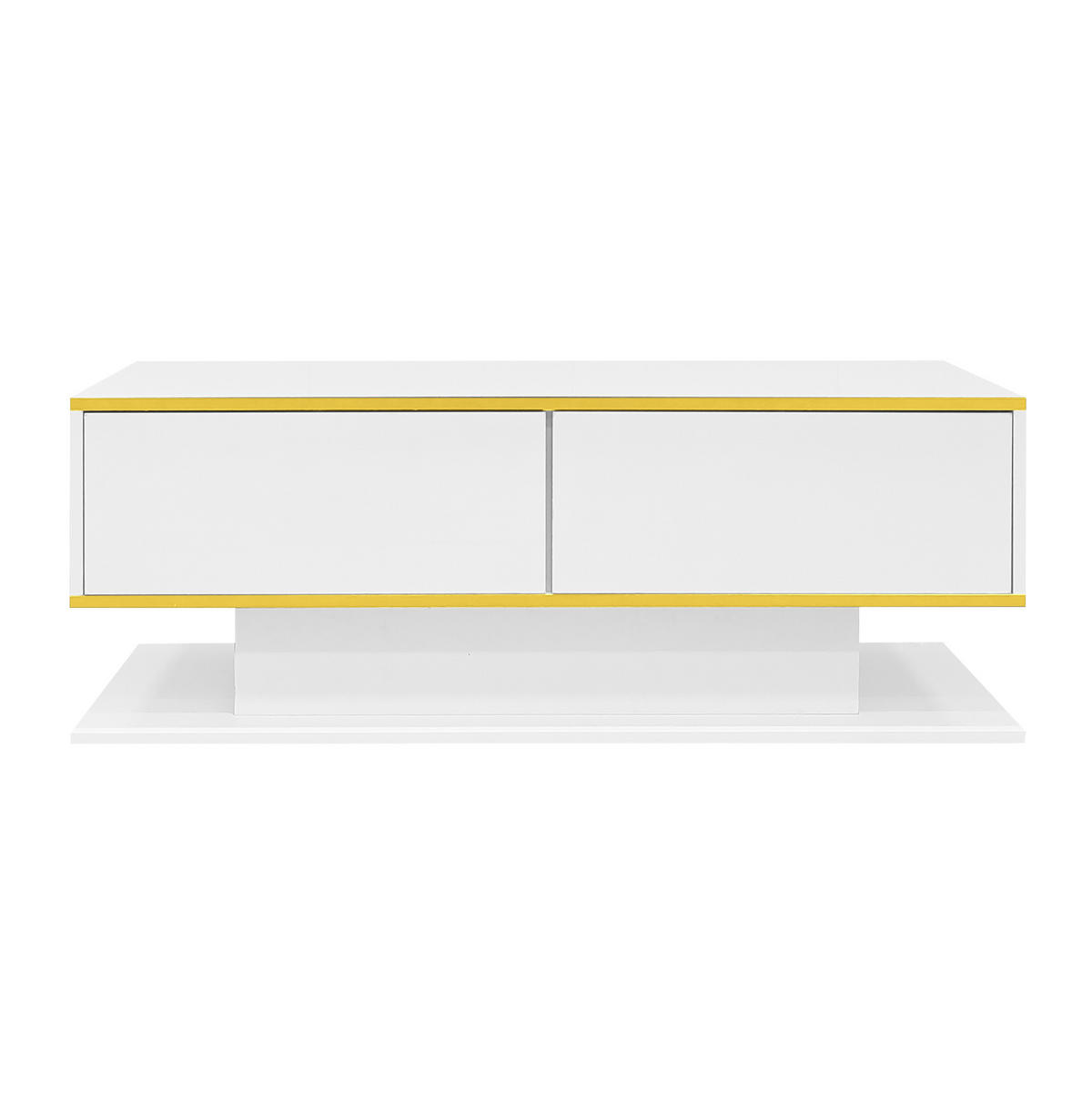 COUCHTISCH 100/50/40 cm Weiß Hochglanz aus Spanplatte mit LED-Lichtstreifen und 3 Schubladen - Weiß, Holzwerkstoff (100/50/40cm) - OKMYHOME