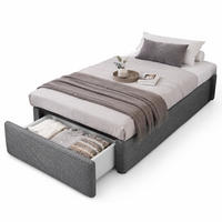 POLSTERBETT 90/200 cm aus Stoff mit hydraulischer Lagerung und Schublade, Grau - Grau, Textil (90/200cm) - OKMYHOME
