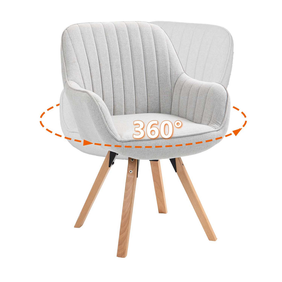 ARMLEHNSTUHL-SET 4 Stück drehbar in Webstoff - Beige/Kernbuche, Holz/Textil (57/83/56cm) - Meubles Cosy