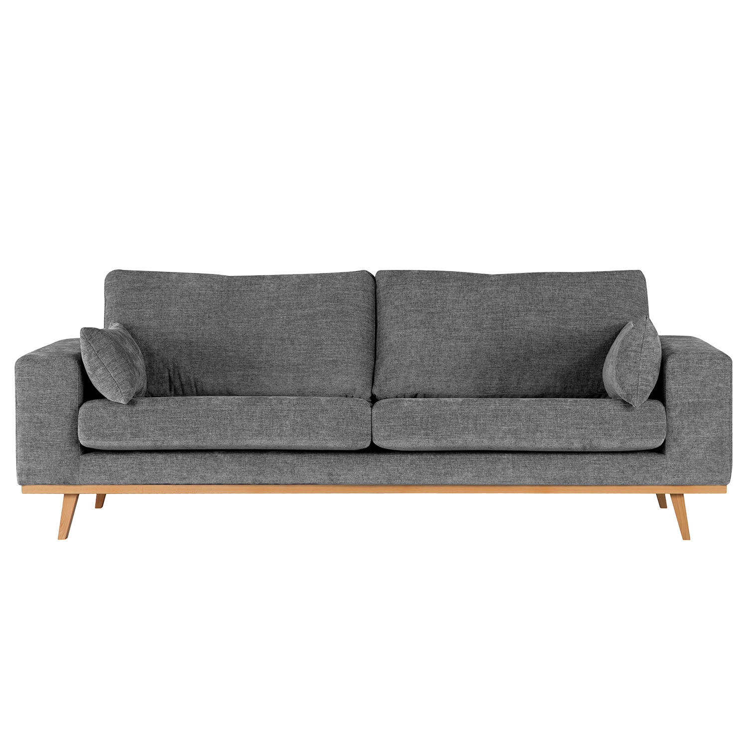 2-SITZER SOFA - Dunkelgrau/Buchefarben, Buchenholz/Textil (197/81/88cm) - home24