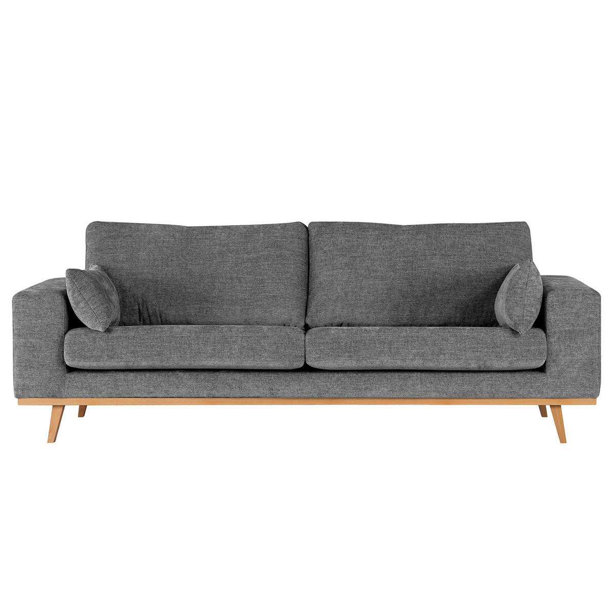 2-SITZER SOFA - Dunkelgrau/Buchefarben, Buchenholz/Textil (197/81/88cm) - home24
