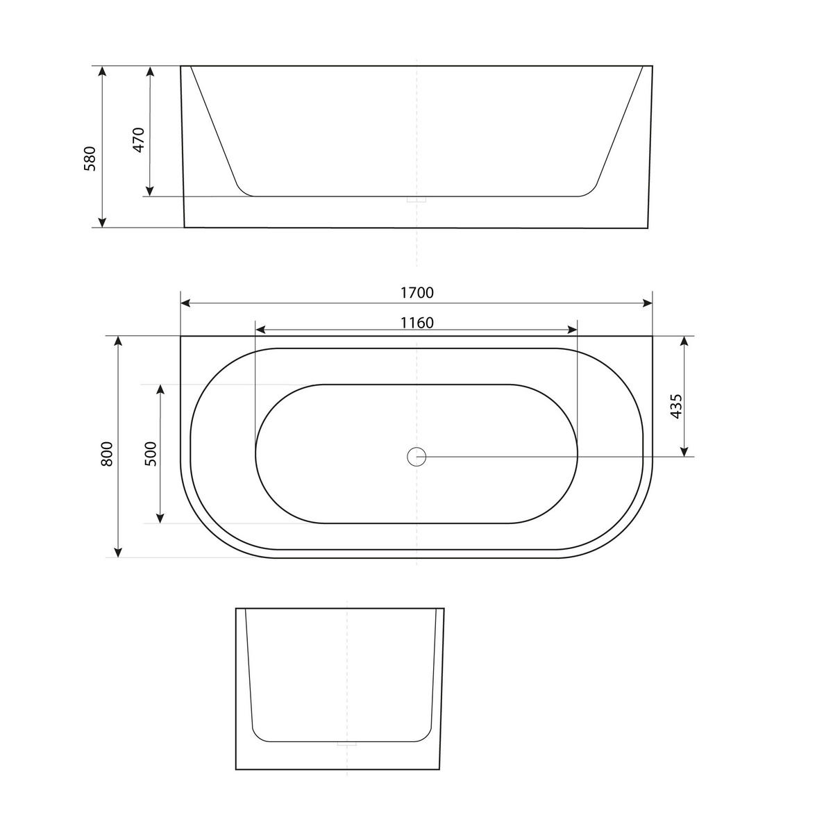 FREISTEHENDE Badewanne Wanne F07 170x80cm Komfort-Armatur - Weiß, Glas/Kunststoff (80/58/170cm) - AcquaVapore by Sandra Jentho