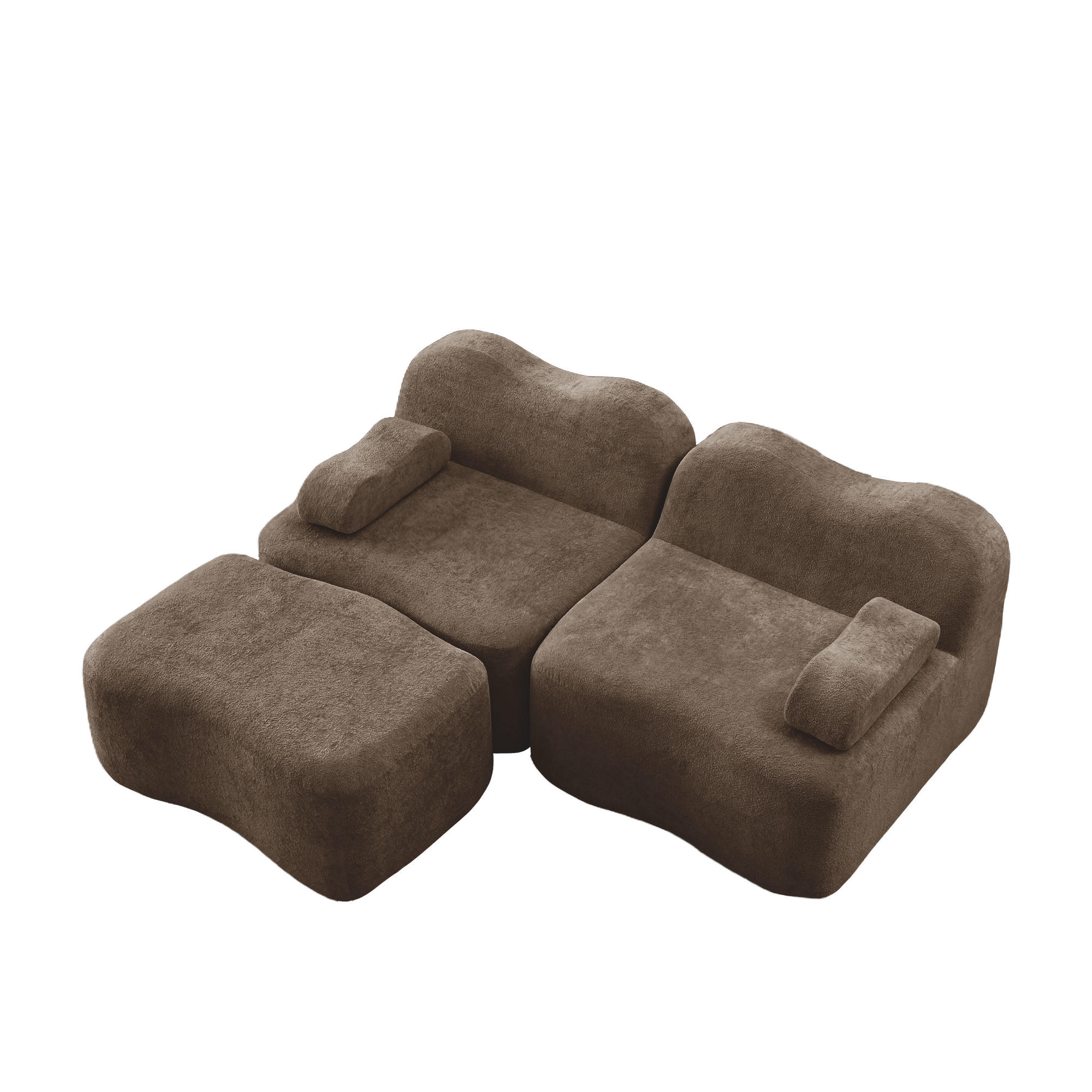 ECKSOFA DE-34348 2-Sitzer mit Wellenform Braun - Braun, Textil (167/192cm) - ComfortXL