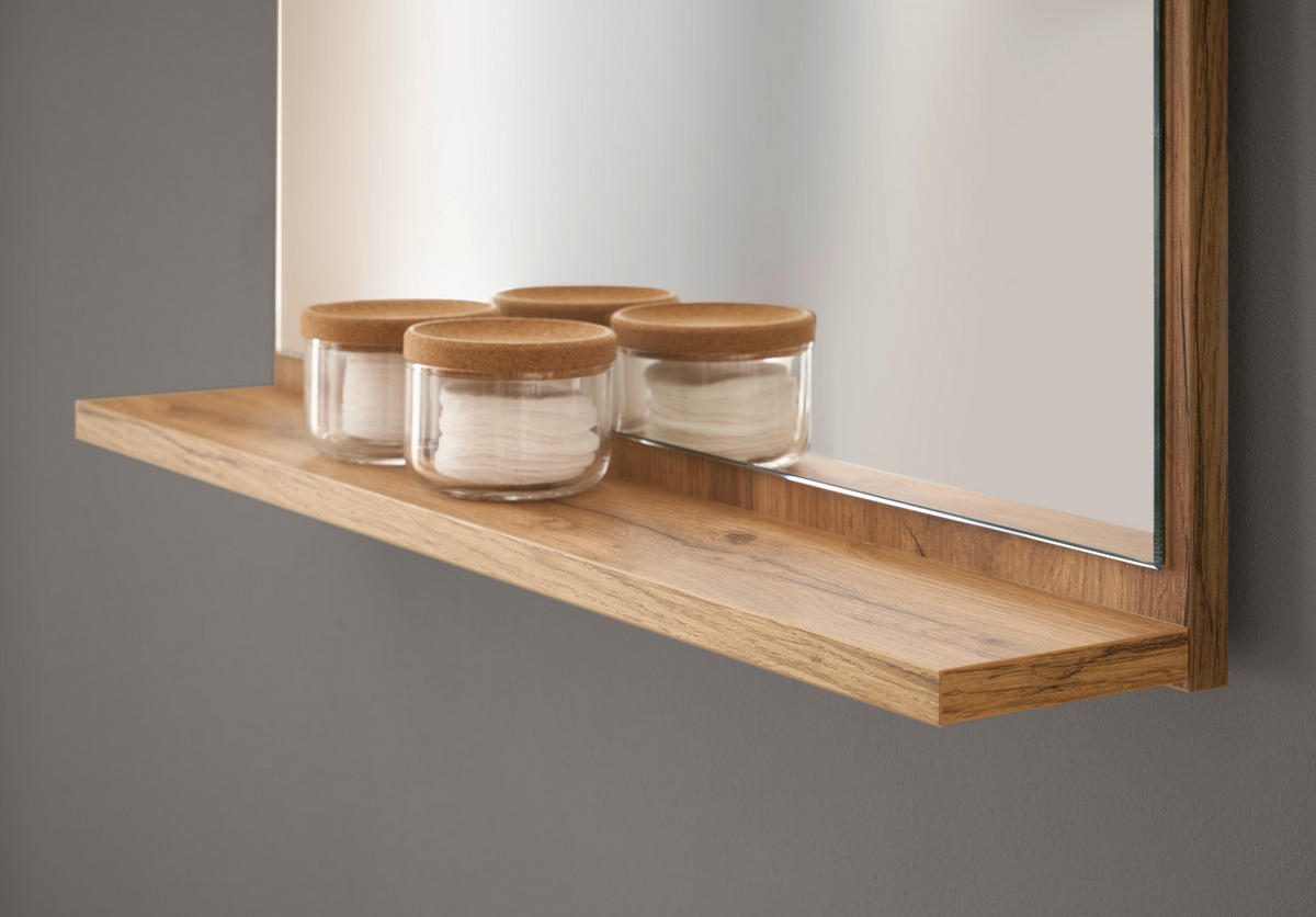 BADMÖBEL-SET 4-teilig weiß, Wotan Eiche, Badkombination 168 cm - Silberfarben/Eiche Wotan, Glas/Holz (171/200/34cm) - Furn.Design