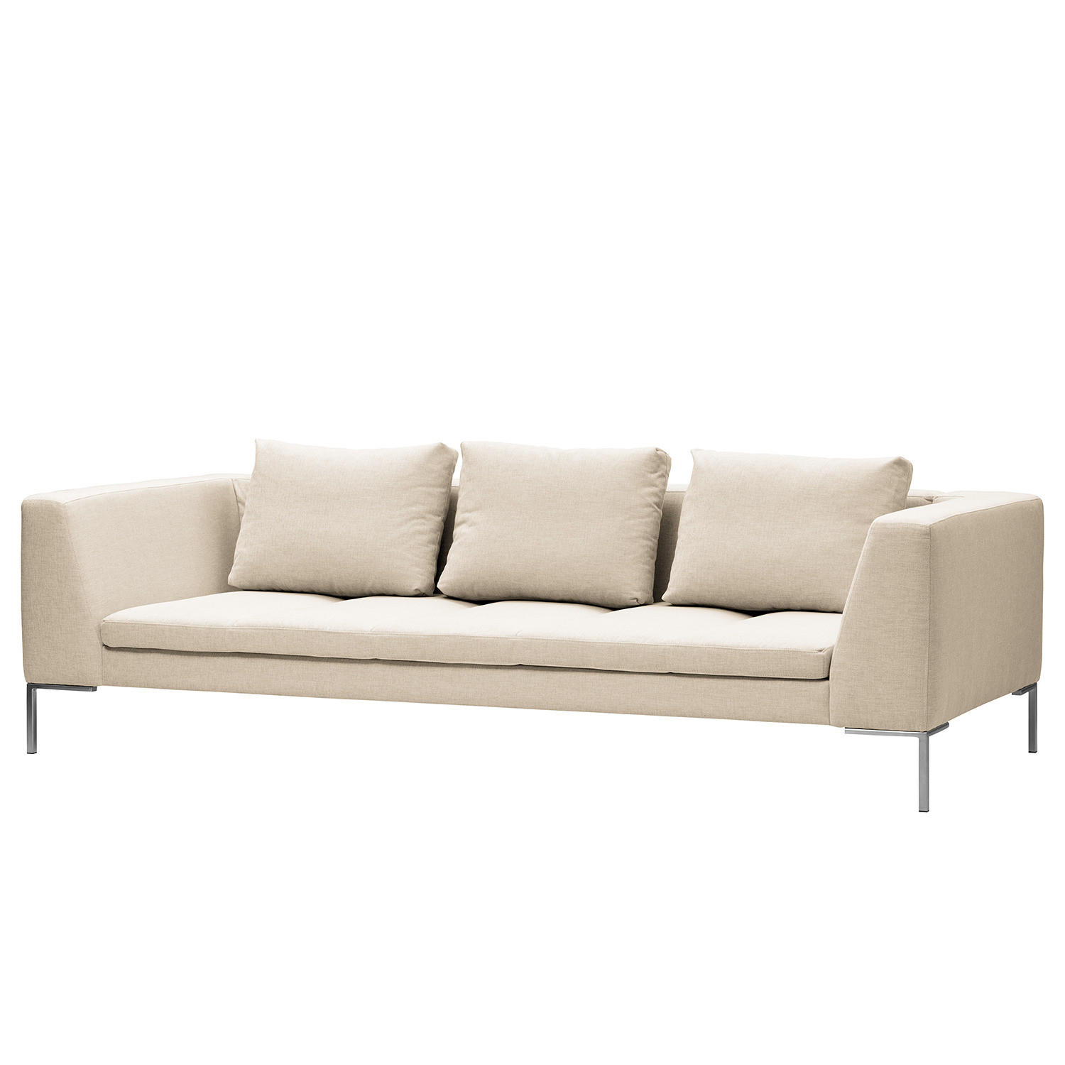 3-SITZER SOFA - Chromfarben/Beige, Textil/Metall (238/81/105cm) - home24