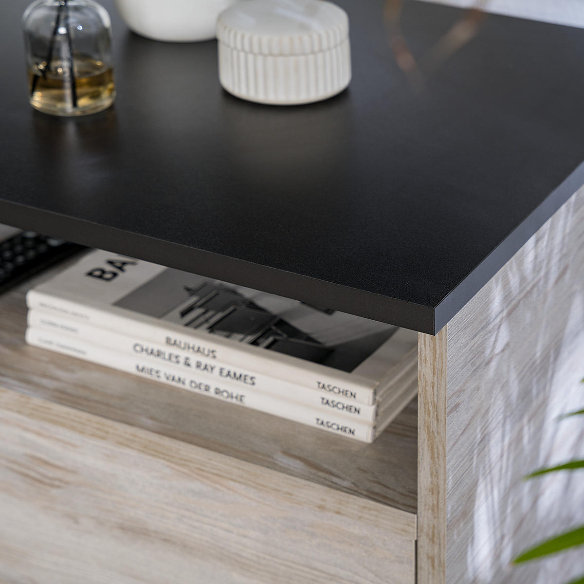 TV-LOWBOARD - Fichte Hell Dekor / Schwarz - Fichtefarben, Holzwerkstoff (150/50/48cm) - home24