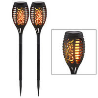 LED AUSSENLEUCHTE Solar schwarz Feuereffekt 2er Set - Schwarz, Kunststoff (7.5/7.5/51cm) - Globo Lighting