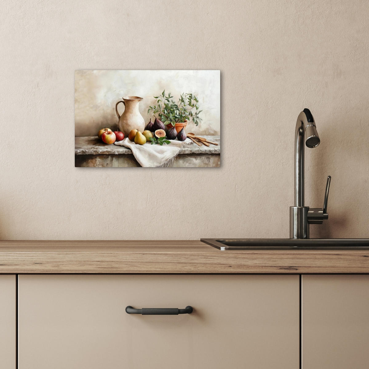 LEINWANDBILD Obst - Kräuter - Ländlich 30x20 cm - Naturfarben, Textil (30/20cm) - MuchoWow