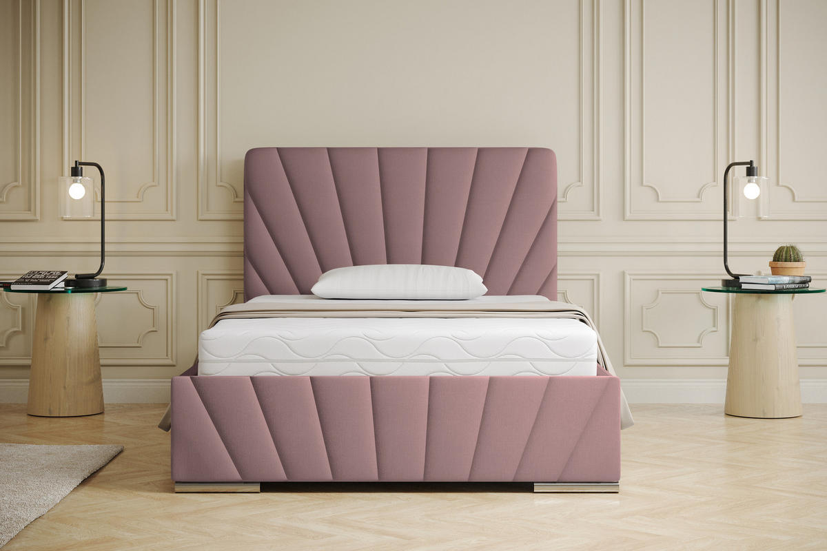 POLSTERBETT Ray 120 x 200 cm mit Bettkasten, Lattenrost und Taschenfederkernmatratze Pocket - Rosa - Rosa, Holz (120/200cm) - Panda Möbel