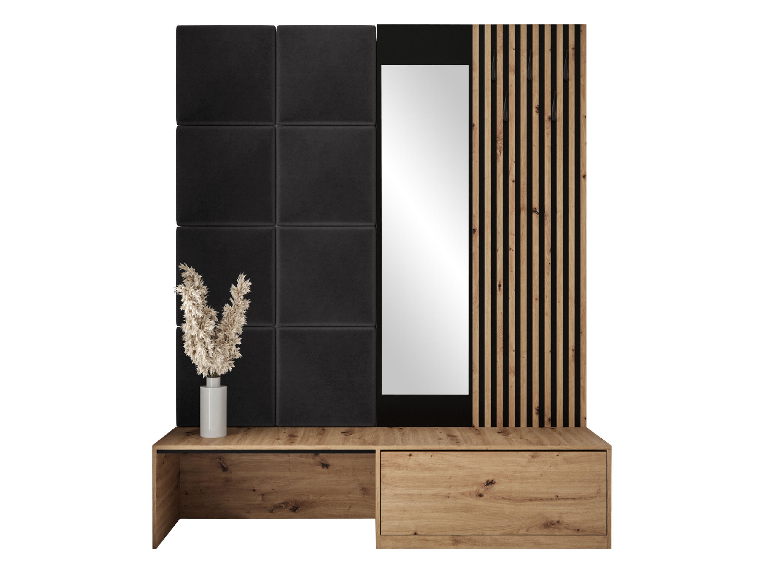 GARDEROBE Premium - Schwarz/Braun, Holzwerkstoff/Textil (172/205/42cm) - MIRJAN24