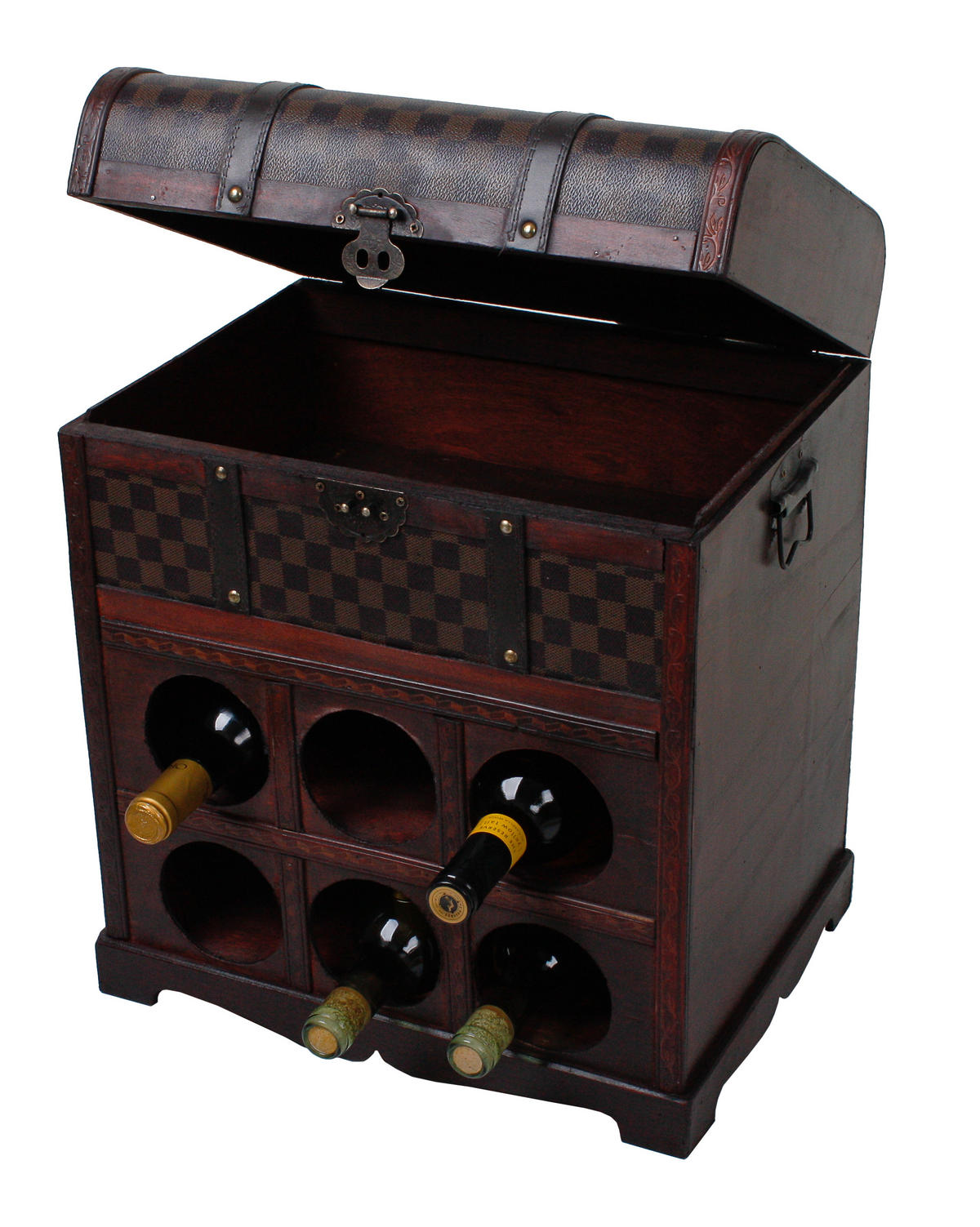 WEINREGAL Geuc Kolonialstil Holz Dunkelbraun 48x41x30,5cm - Dunkelbraun, Holz (41/48/30.5cm) - DELUKE