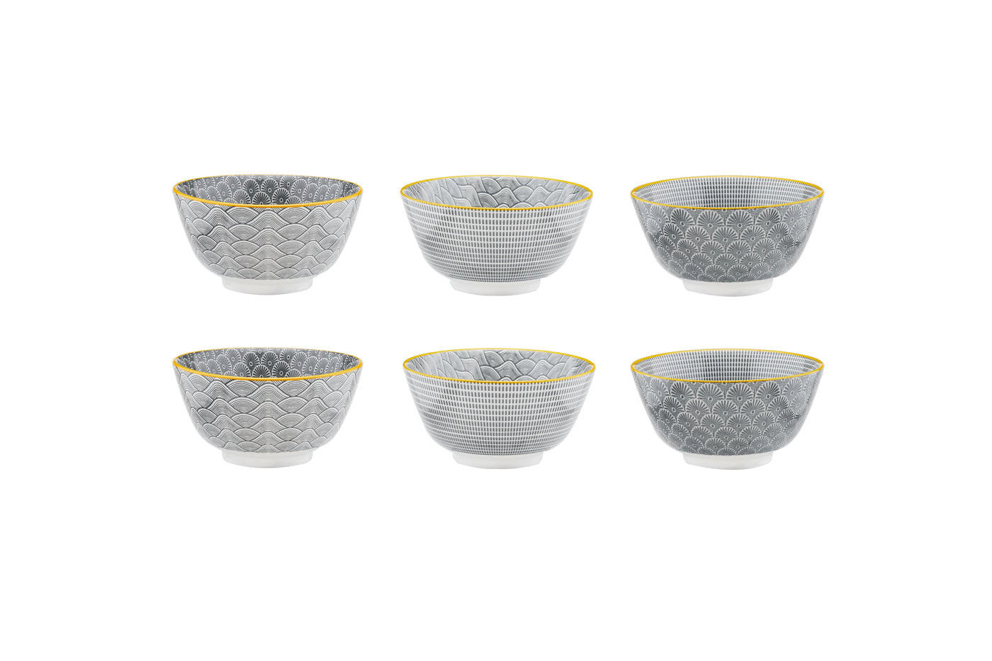 SCHALEN Pattern Ø12cm - 6er-Set - Eclipse - Grau, Keramik (12cm) - Björn