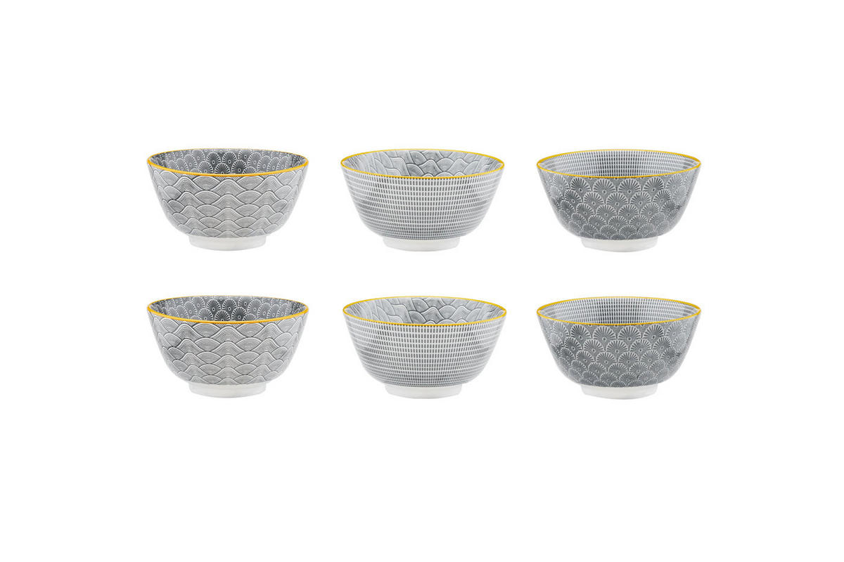 SCHALEN Pattern Ø12cm - 6er-Set - Eclipse - Grau, Keramik (12cm) - Björn