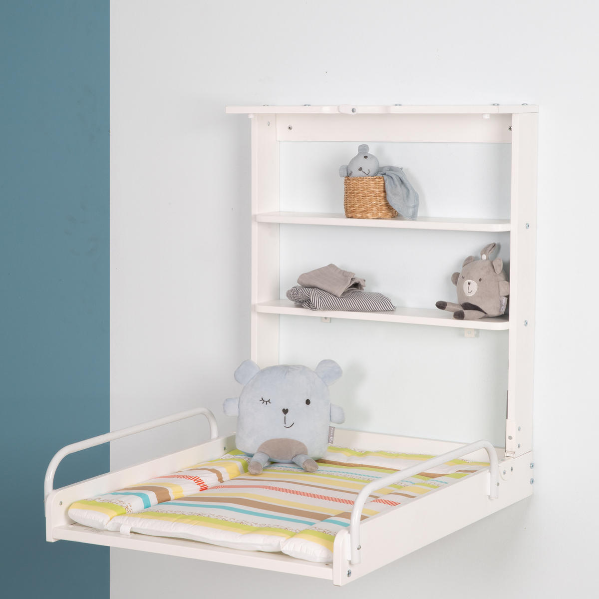 WANDWICKELREGAL Dschungelbaby - Weiß, Holzwerkstoff (66.5/78/76.5cm) - Roba