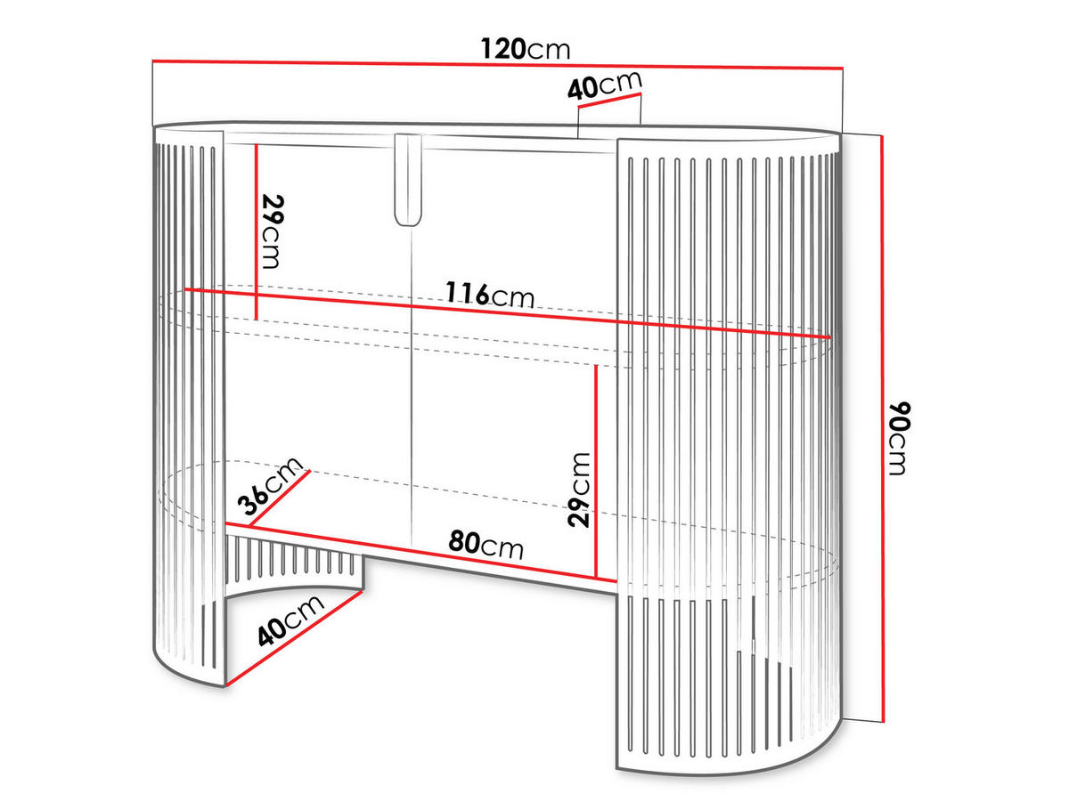 KOMMODE Fikoli - Eichefarben/Schwarz, Holzwerkstoff/Metall (120/90/40cm) - MIRJAN24