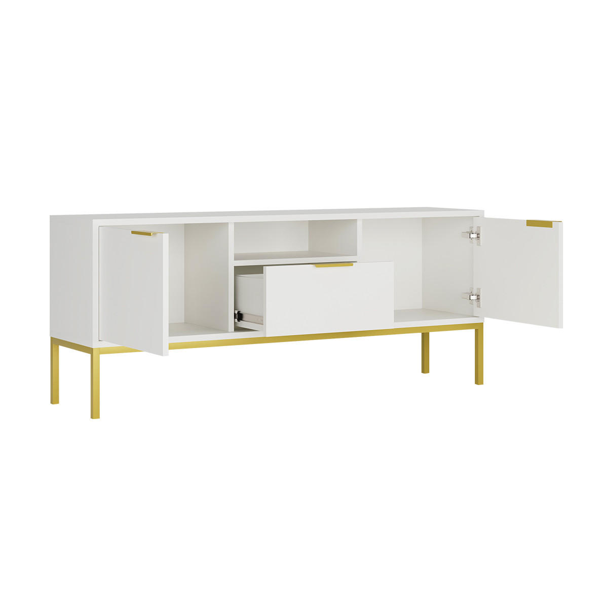 TV-MÖBEL Seattle Weiß - Weiß, Holzwerkstoff (33/56.4/135cm) - Petits-meubles