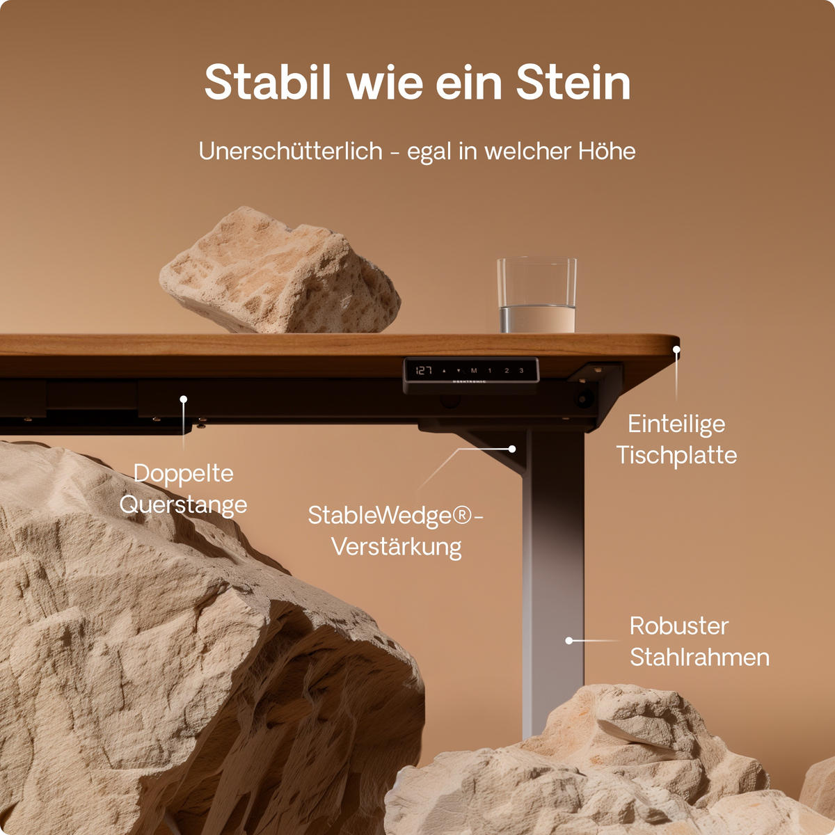 SCHREIBTISCH Elektrisch Höhenverstellbarer HomePro 160x80cm Grau/Walnuss mit Memory-Funktion, Anti-Kollisions Technologie - Walnussfarben/Grau, Holzwerkstoff (80/160/62cm) - Desktronic