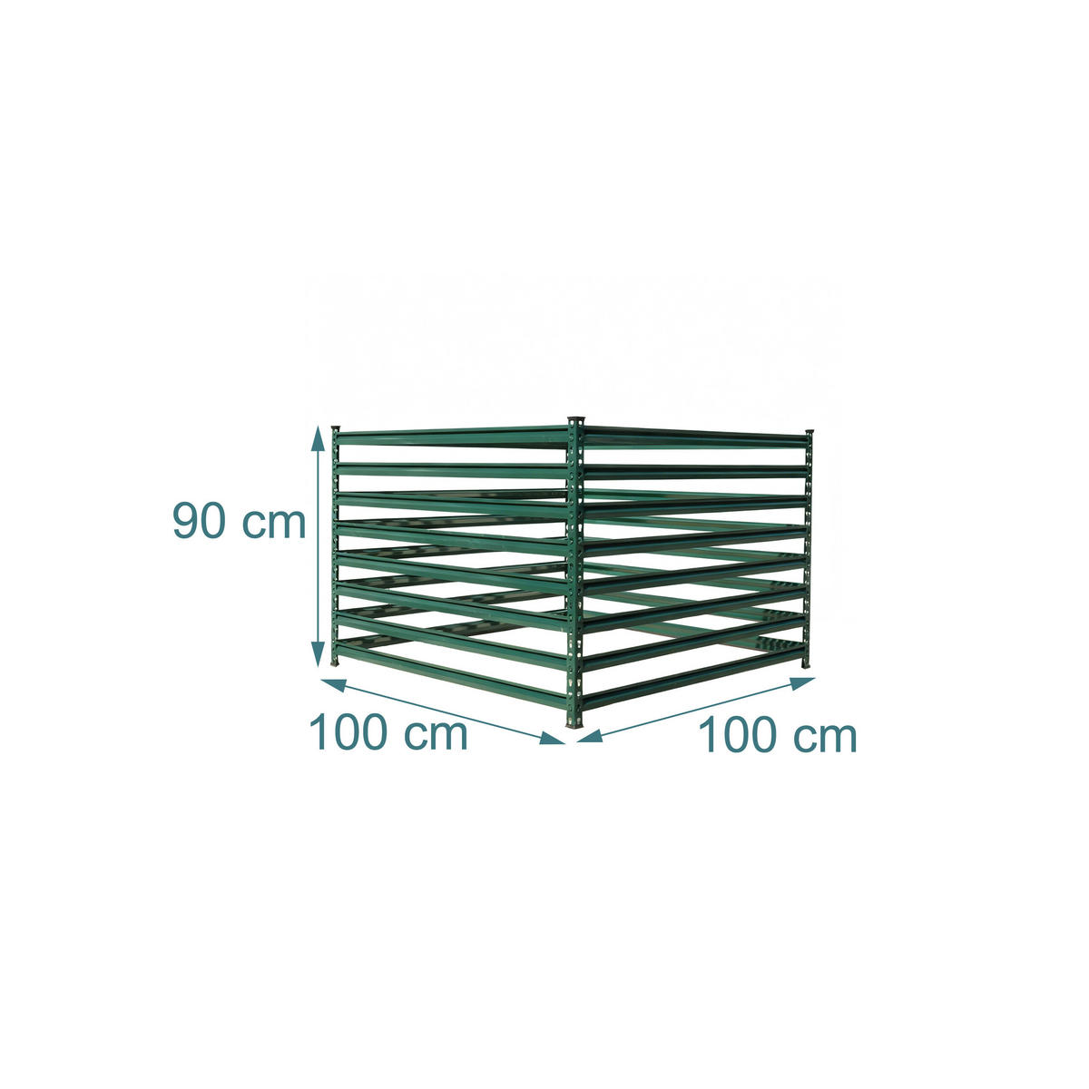 KOMPOST Grön galvaniserat stål 100x100 cm - Grön, Metall/Plast (100/90/100cm) - Relaxdays