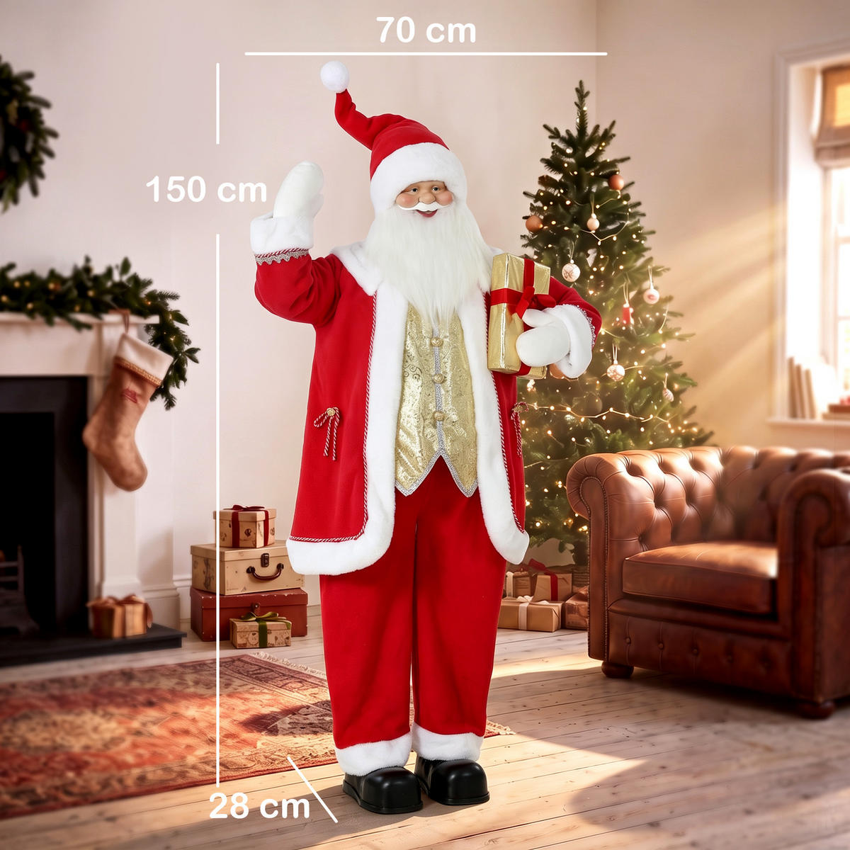SINGENDER-WEIHNACHTSMANN Polyester Metall Rot - Rot, Textil (28/150/70cm) - HOMCOM