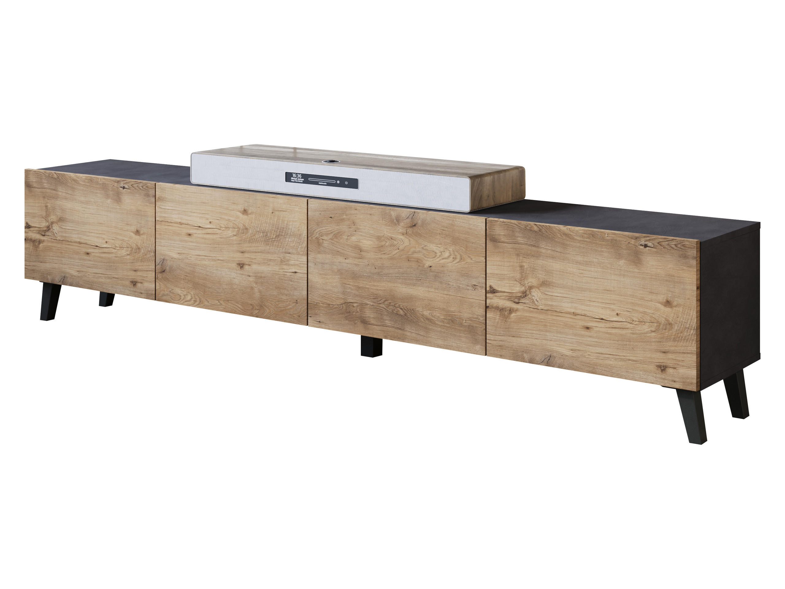 Mirjan24 Tv-Lowboard Grau, Braun 190x40x32 cm