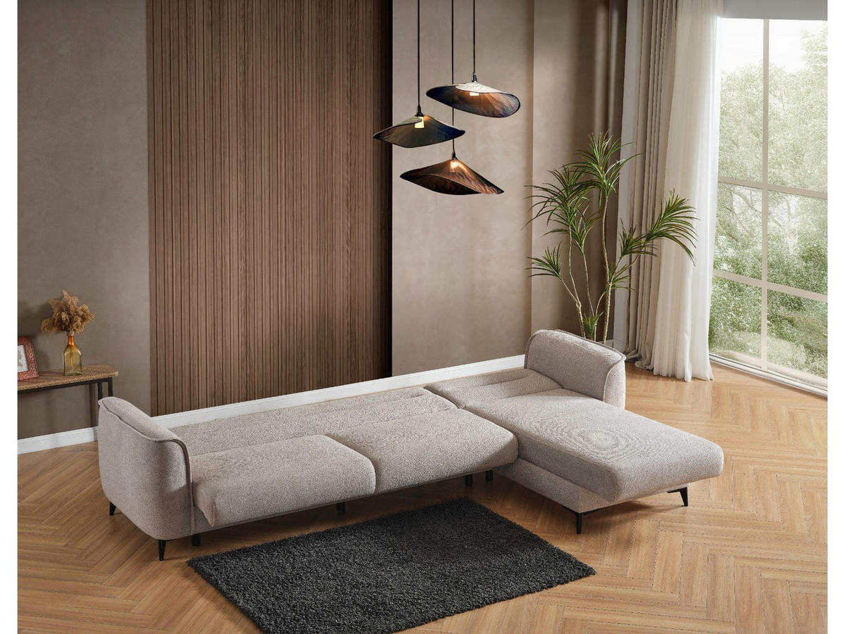 ECKSCHLAFSOFA Acapulco Short Relax - Langer Schenkel Links - Greige, Holzwerkstoff/Kunststoff (250/180cm)