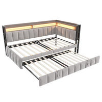 AUSZIEHBETT 90/200 cm ausziehbar mit LED und USB, DE-41717, in Hellgrau - Hellgrau, Metall (90/200cm) - ComfortXL