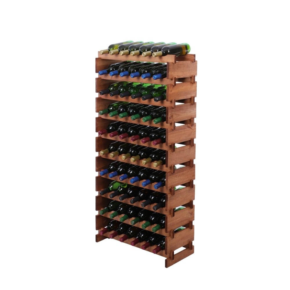 WEINREGAL VINOTECA FLEX PRO HxBxT 135x65x28cm 60 Flaschen auf 10 Ebenen Braun geölt - Braun, Holz (65/135/28cm) - PROREGAL